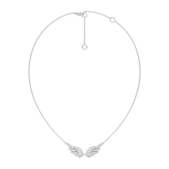 5/8 CT. Round Natural Diamond Angel Wings Pendant Necklace