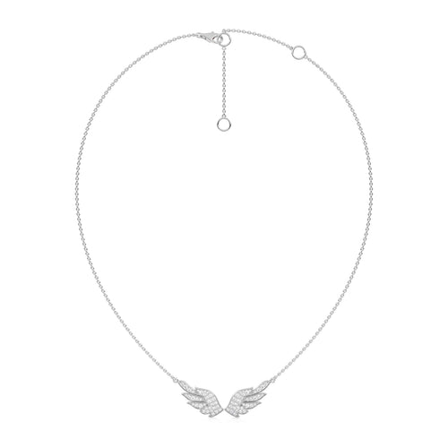 5/8 CT. Round Natural Diamond Angel Wings Pendant Necklace