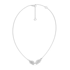 5/8 CT. Round Natural Diamond Angel Wings Pendant Necklace