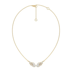 5/8 CT. Round Natural Diamond Angel Wings Pendant Necklace