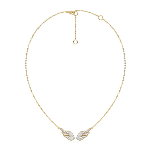 5/8 CT. Round Natural Diamond Angel Wings Pendant Necklace