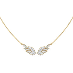 5/8 CT. Round Natural Diamond Angel Wings Pendant Necklace