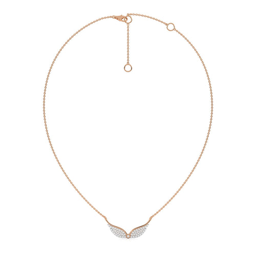 1/2 CT. Round Natural Diamond Angel Wings Pendant Necklace
