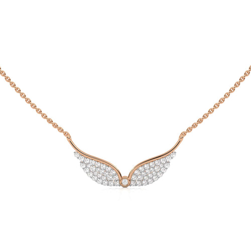 1/2 CT. Round Natural Diamond Angel Wings Pendant Necklace