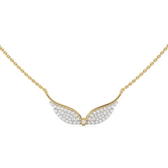 1/2 CT. Round Natural Diamond Angel Wings Pendant Necklace