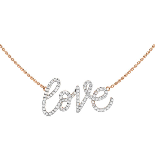 1/2 CT. Round Natural Diamond Love Pendant Necklace