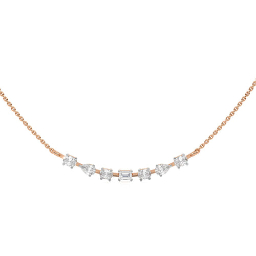 1 CT. Multi Shape Natural Diamond Smile Pendant Necklace