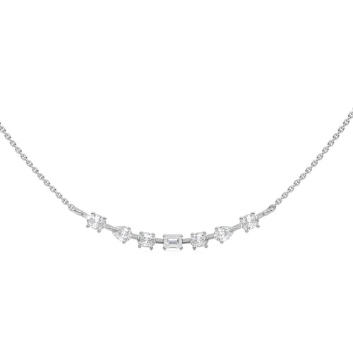 1 CT. Multi Shape Natural Diamond Smile Pendant Necklace