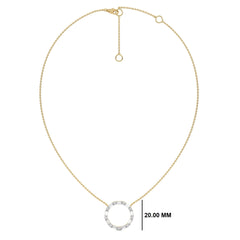 1 CT. Round and Baguette Natural Diamond Circle Pendant Necklace