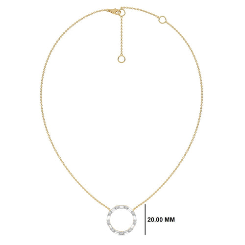 1 CT. Round and Baguette Natural Diamond Circle Pendant Necklace