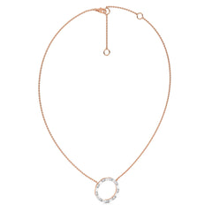 1 CT. Round and Baguette Lab Created Diamond Circle Pendant Necklace