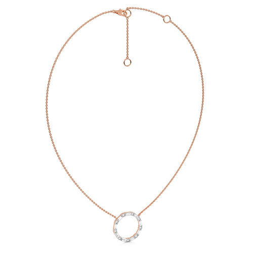 1 CT. Round and Baguette Lab Created Diamond Circle Pendant Necklace