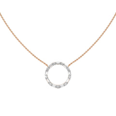 1 CT. Round and Baguette Natural Diamond Circle Pendant Necklace