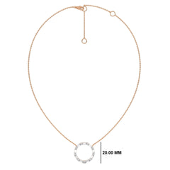 1 CT. Round and Baguette Natural Diamond Circle Pendant Necklace