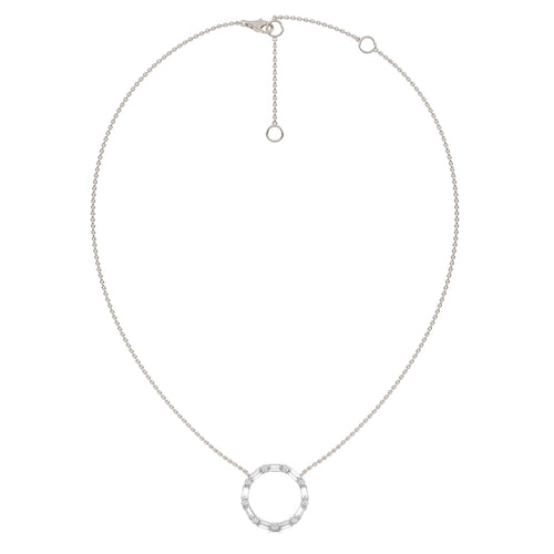 1 CT. Round and Baguette Lab Created Diamond Circle Pendant Necklace