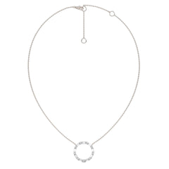 1 CT. Round and Baguette Natural Diamond Circle Pendant Necklace