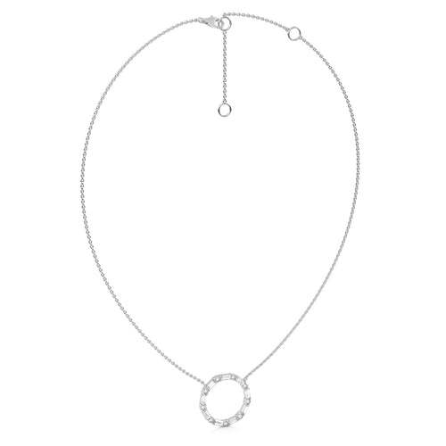 1 CT. Round and Baguette Lab Created Diamond Circle Pendant Necklace