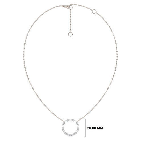 1 CT. Round and Baguette Lab Created Diamond Circle Pendant Necklace
