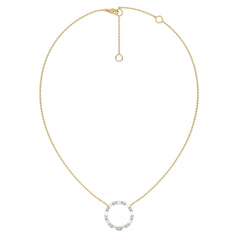 1 CT. Round and Baguette Lab Created Diamond Circle Pendant Necklace
