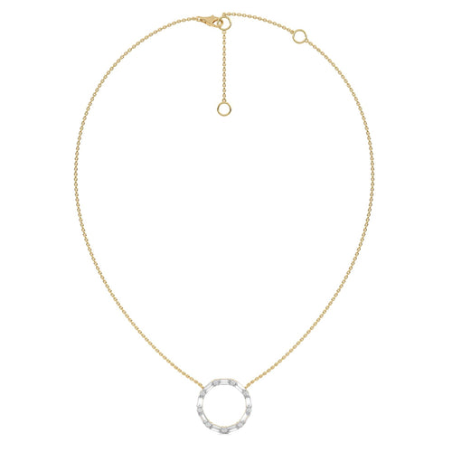 1 CT. Round and Baguette Lab Created Diamond Circle Pendant Necklace