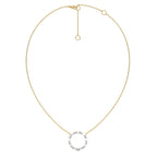 1 CT. Round and Baguette Natural Diamond Circle Pendant Necklace