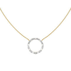 1 CT. Round and Baguette Lab Created Diamond Circle Pendant Necklace