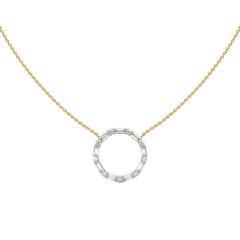 1 CT. Round and Baguette Natural Diamond Circle Pendant Necklace