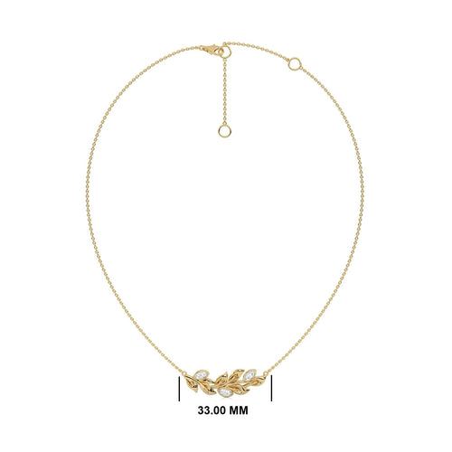 3/8 CT. Marquise Shape Bezel Set Leaf Pendant Necklace