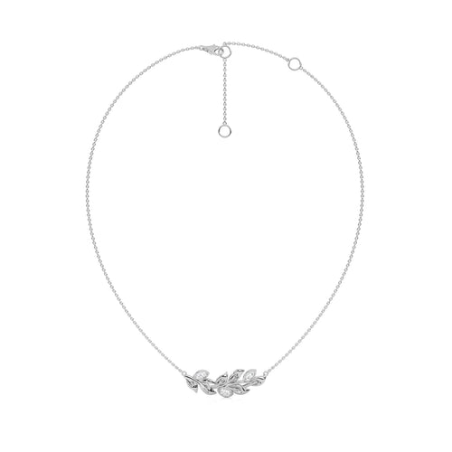 3/8 CT. Marquise Shape Bezel Set Leaf Pendant Necklace