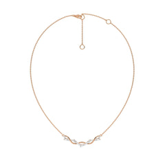 1/2 CT. Curved Marquise and Round Natural Diamond Pendant Necklace
