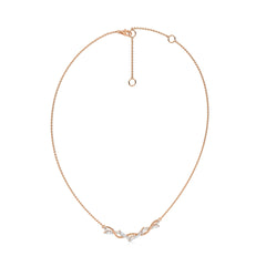 1/2 CT. Curved Marquise and Round Natural Diamond Pendant Necklace