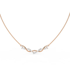 1/2 CT. Curved Marquise and Round Natural Diamond Pendant Necklace