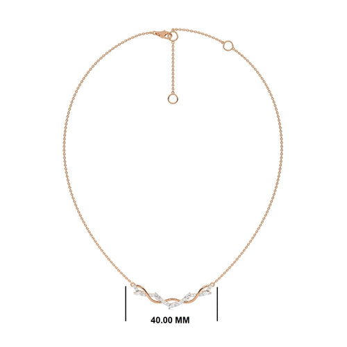 1/2 CT. Curved Marquise and Round Natural Diamond Pendant Necklace