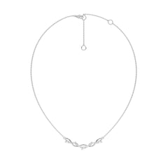1/2 CT. Curved Marquise and Round Natural Diamond Pendant Necklace