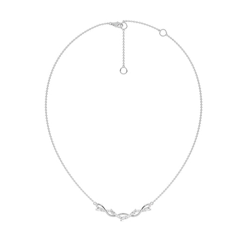 1/2 CT. Curved Marquise and Round Natural Diamond Pendant Necklace