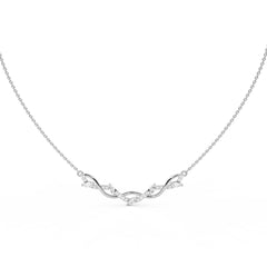 1/2 CT. Curved Marquise and Round Natural Diamond Pendant Necklace