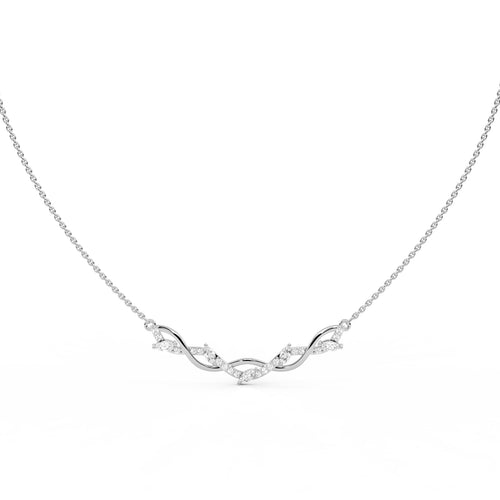 1/2 CT. Curved Marquise and Round Natural Diamond Pendant Necklace