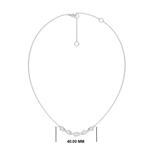 1/2 CT. Curved Marquise and Round Natural Diamond Pendant Necklace
