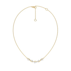 1/2 CT. Curved Marquise and Round Natural Diamond Pendant Necklace