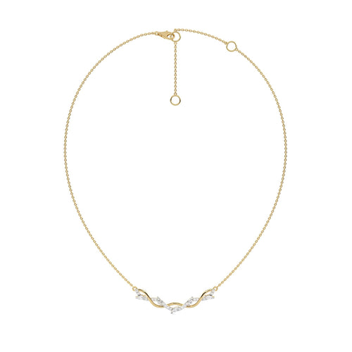 1/2 CT. Curved Marquise and Round Natural Diamond Pendant Necklace