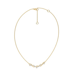 1/2 CT. Curved Marquise and Round Natural Diamond Pendant Necklace