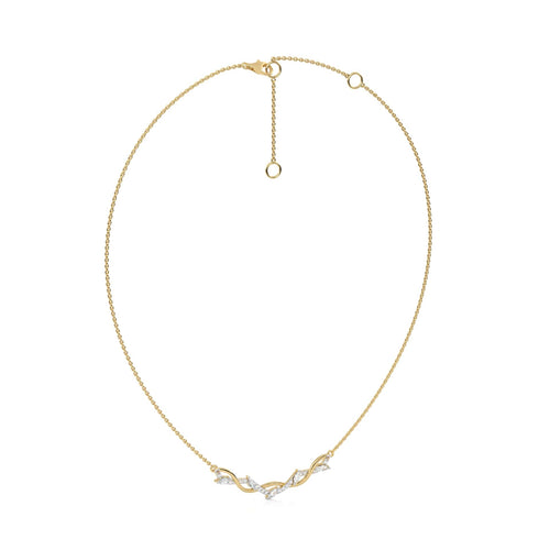 1/2 CT. Curved Marquise and Round Natural Diamond Pendant Necklace