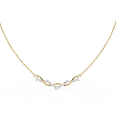 1/2 CT. Curved Marquise and Round Natural Diamond Pendant Necklace