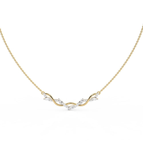 1/2 CT. Curved Marquise and Round Natural Diamond Pendant Necklace