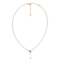 7/8 CT. Round Lab Created Diamond and Natural Emerald Pear Lariat Necklace