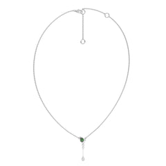 7/8 CT. Round Lab Created Diamond and Natural Emerald Pear Lariat Necklace