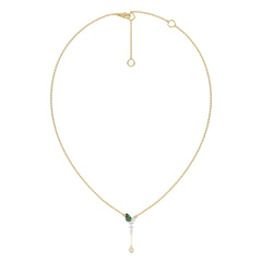 7/8 CT. Round Lab Created Diamond and Natural Emerald Pear Lariat Necklace