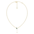 7/8 CT. Round Lab Created Diamond and Natural Emerald Pear Lariat Necklace