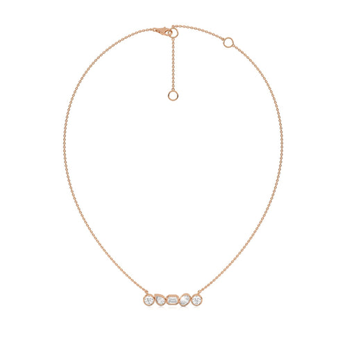 1 1/2 CT. Fancy Multi Shapes Natural Diamond Five Stones Necklace