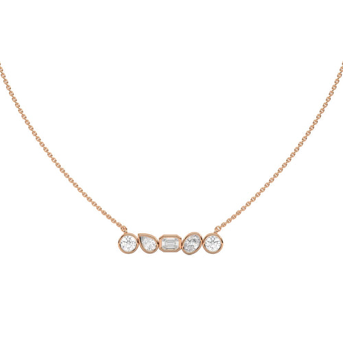 1 1/2 CT. Fancy Multi Shapes Natural Diamond Five Stones Necklace